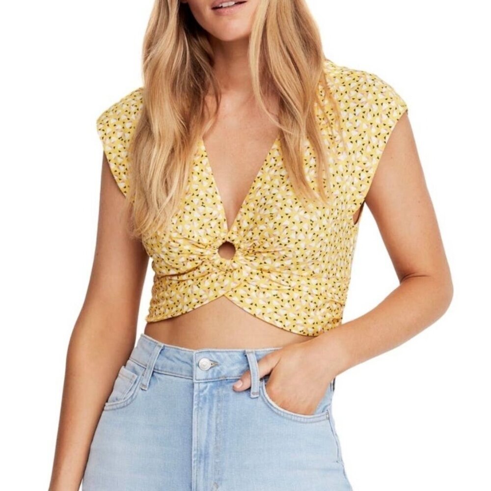 LFree People Havana Honey Crop Top Blouse Size Medium